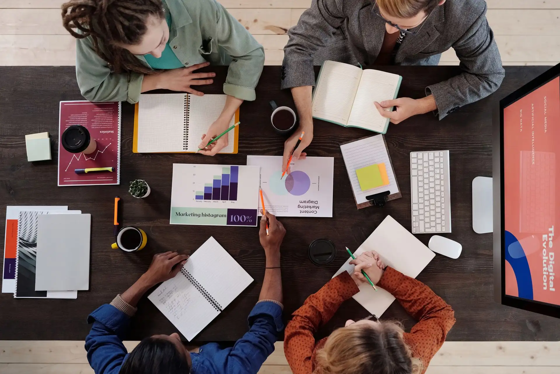 Marketing team reviewing campaign data