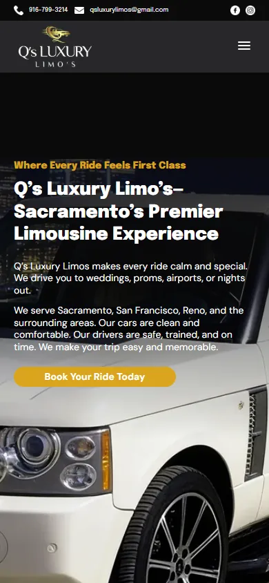 Q's Luxury Limos mobile site preview